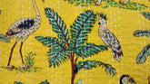 Yellow Animal Print Kantha Quilt